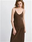 Mango Knitted Dress With Gathered Detail - Brown - XL