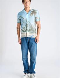 Lindbergh Aop Summer Viscose Shirt S/S - Blue - XXL