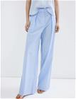 Mango Pinstripe Lyocell Trousers - Blue - 44