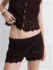 Mango Embroidered Openwork Shorts - Brown - M