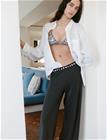 Mango Straight Trousers With Embroidered Buttons - Grey - XL