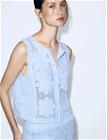 Mango Embroidered Openwork Knit Gilet - Blue - XL