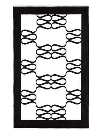 Malina Monogram Jacquard Beach Towel - Black - ONE SIZE