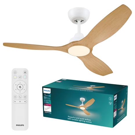 Philips LED-tuuletin Olas, halkaisija 132 cm, ruskea/musta, CCT
