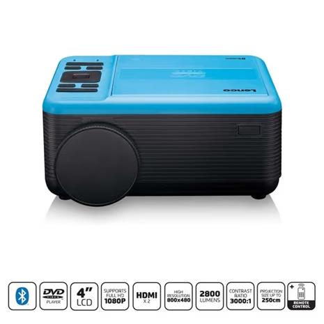 Lenco LPJ-500BU Full HD Projector with Built-in DVD Player Blue