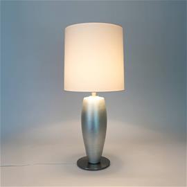 Pöytälamppu OMEGA SOTTILE, hopea/valkoinen, korkeus 80 cm, keraaminen, E27