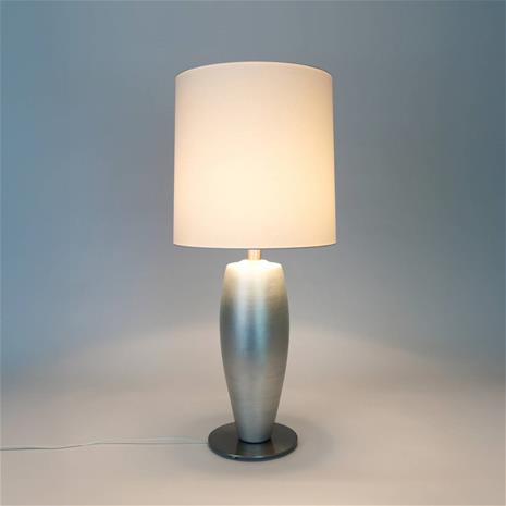 Pöytälamppu OMEGA SOTTILE, hopea/valkoinen, korkeus 80 cm, keraaminen, E27