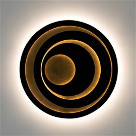 SOLVANE-LED-seinävalaisin, musta/kultainen, halkaisija 80 cm, metalli,