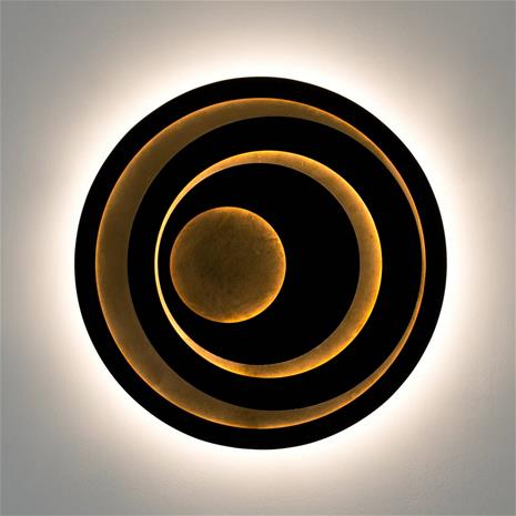 SOLVANE-LED-seinävalaisin, musta/kultainen, halkaisija 80 cm, metalli,