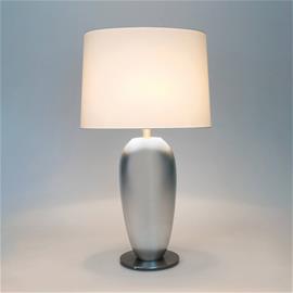 Pöytälamppu LAMBDA OVAL, hopea/écru, korkeus 77 cm, keraaminen, E27