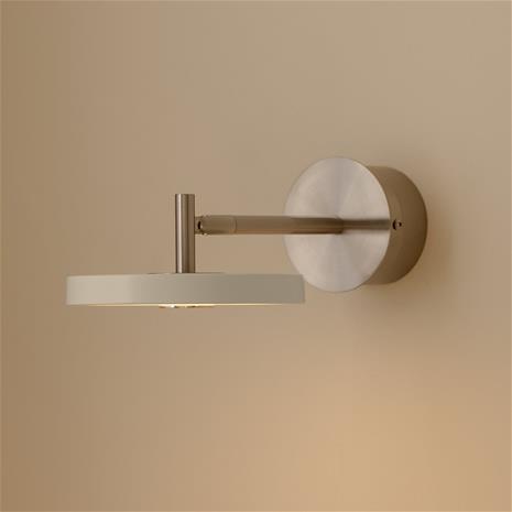 UMAGE LED-seinävalaisin Asteria Short, harmaa, teräs, kiinteä johdotus