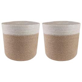 vidaXL Kasviruukku Setti 2 pcs Luonnollinen ja valkoinen Ø 21 x 21 cm