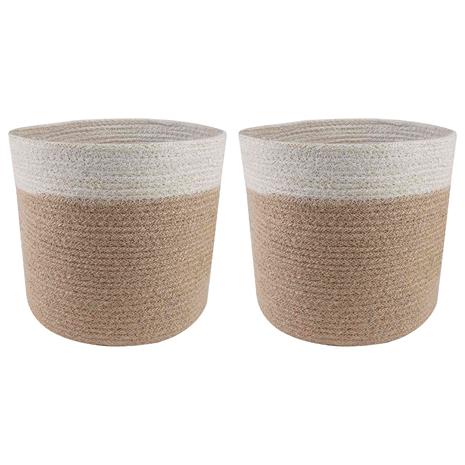 vidaXL Kasviruukku Setti 2 pcs Luonnollinen ja valkoinen Ø 21 x 21 cm