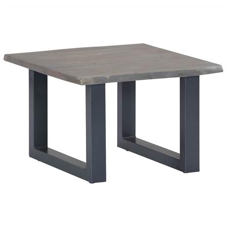 vidaXL Sohvapöytä elävät reunat harmaa 60x60x40 cm akaasiapuu