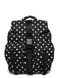 Ganni Black Dots Re-Tech Backpack - Black - ONE SIZE