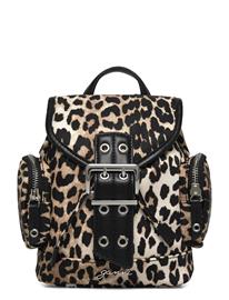 Ganni Leopard Small Nylon Bucky Backpack - Brown - ONE SIZE