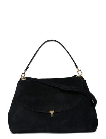 TOTEME T-Lock Suede Shoulder Bag - Black - ONE SIZE