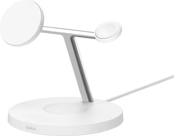 BELKIN BOOST CHARGE PRO 3-in-1 Qi2 15w Wireless Charger with Apple watch fast charge -langaton laturi, Valkoinen