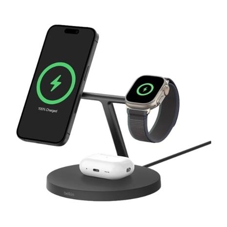 BELKIN BOOST CHARGE PRO 3-in-1 Qi2 15w Wireless Charger with Apple watch fast charge -langaton laturi, Valkoinen