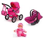 Bayer â€“ Nukke First Words Baby + Nuken turvaistuinn + Nukenvaunut Trendy â€“ Vaaleanpunainen