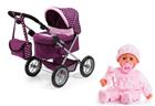 Bayer â€“ Nukenvaunut Trendy Violetti + Nukke First Words Baby Soft Pink 38 cm