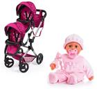 Bayer â€“ Nukke First Words Baby Soft Pink 38 cm + Kaksosten rattaat Neo â€“ Vaaleanpunainen