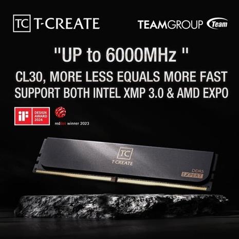 Team Group T-Create Expert DDR5-6000 - 32GB - CL30 - Dual Channel (2 pcs) - Intel XMP - Musta – kuva 6/7