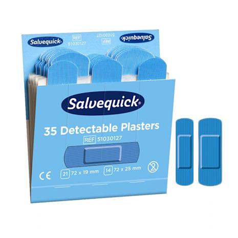 Salvequick sininen muovilaastari täydennys 6735 Detectable