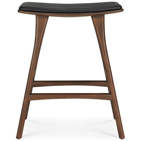 Ethnicraft Osso baarijakkara Teak -black leather, 65 cm
