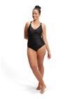 Speedo Womens Shaping V Neck 1 Piece - Black - 36