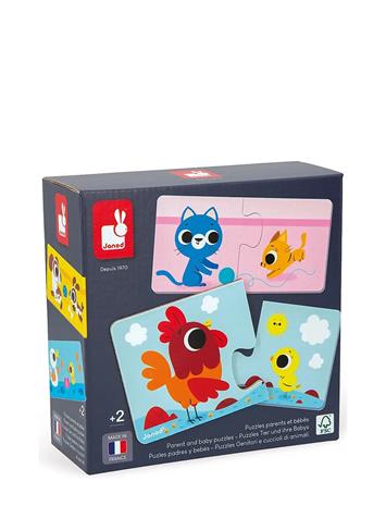 Janod Puzzle - Parent And Baby Animals - Navy - ONE SIZE