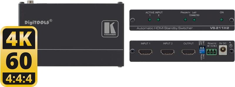 Kramer Electronics Kramer DigiTOOLS VS-211H2 2x1 Automatic 4K UHD HDMI Standby Switcher