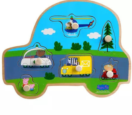Barbo Toys Pipsa Possu Puinen Nuppipalapeli Ajoneuvot 6