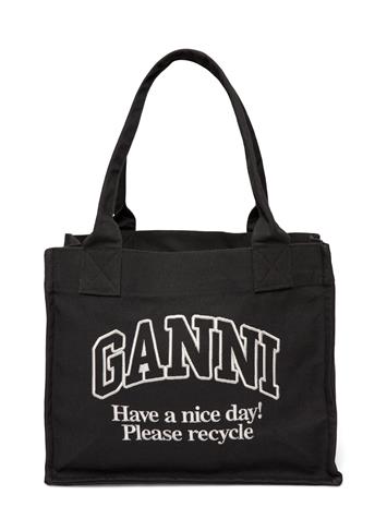 GANNI Large Canvas Tote Bag - Black - ONE SIZE