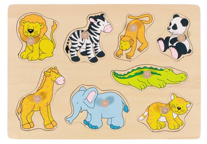 Goki Wooden Stud Puzzle Wild Animals Puu