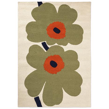 Marimekko Unikko anniversary matto ulkokäyttöön Dusty green, 140ä—200 cm