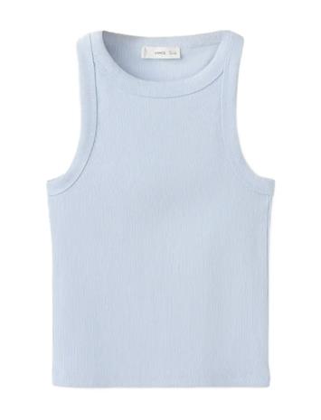 Mango Ribbed Cotton-Blend Top - Navy - 13-14