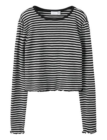 name it Nkfbertis Ls Sh Top - Black - 146-152