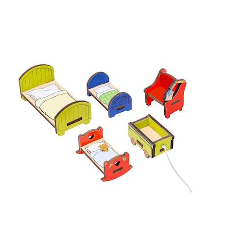 Micki Leksaker Bamse Dockhusmöbler Sovrum - Blue - ONE SIZE