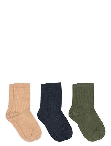 mp Denmark Wool Rib Socks - 3-Pack Sukat Multi/patterned Mp Denmark