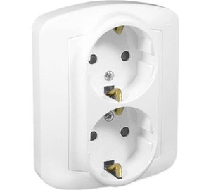 Kaksinkertainen Schuko-kanta Simon Basic, valkoinen
