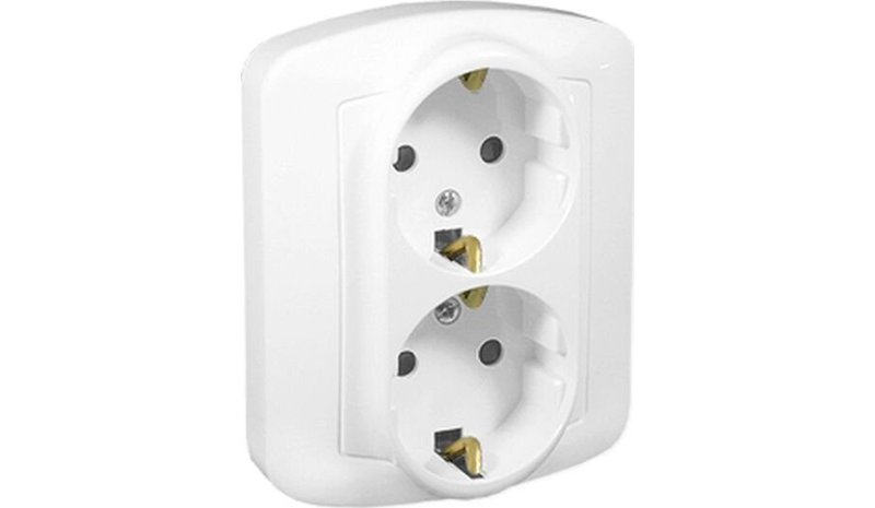 Kaksinkertainen Schuko-kanta Simon Basic, valkoinen