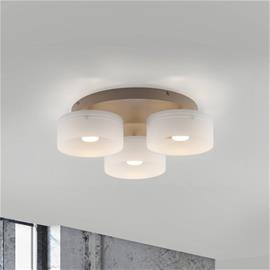MARIKA-LED-kattovalaisin, beige/valkoinen, 40 cm, 3-lamppuinen, lasi, Switchdim