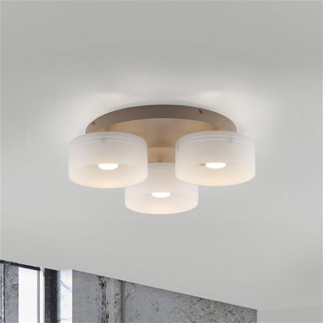 MARIKA-LED-kattovalaisin, beige/valkoinen, 40 cm, 3-lamppuinen, lasi, Switchdim