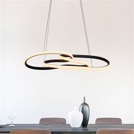 LED-riippuvalaisin TWIST, musta, pituus 76 cm, metallinen Switchdim