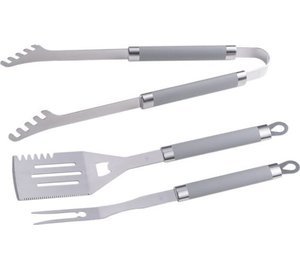 Grillaustarvike- ja ruokailuvälinesarja terästä 3 kpl., 43 cm