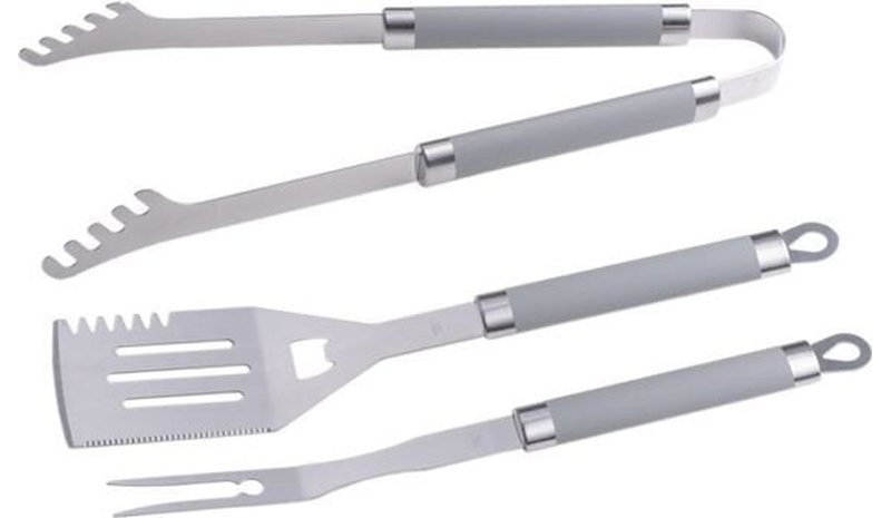 Grillaustarvike- ja ruokailuvälinesarja terästä 3 kpl., 43 cm
