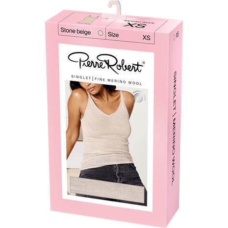 Pierre Robert Singlet Fine Merino Wool Stone Beige XS