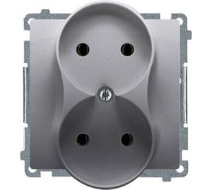 Kaksoispistoke ilman maadoitusta, inox, Simon Basic