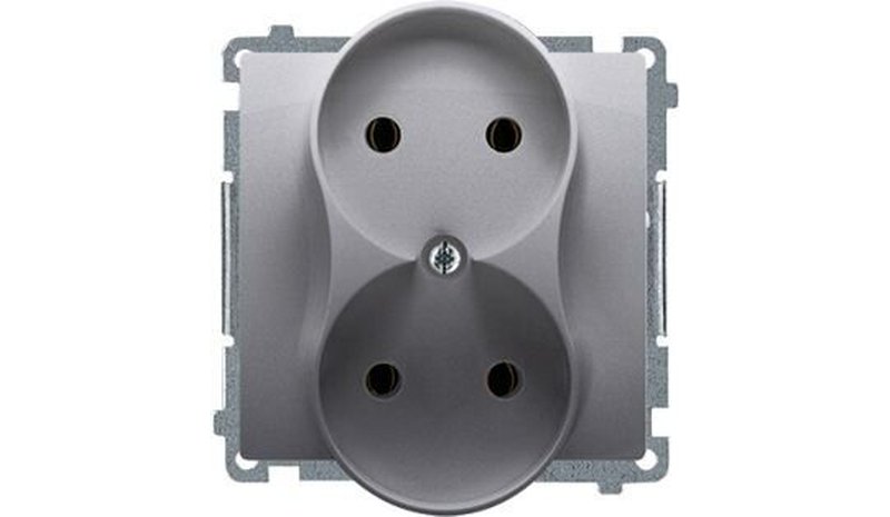 Kaksoispistoke ilman maadoitusta, inox, Simon Basic